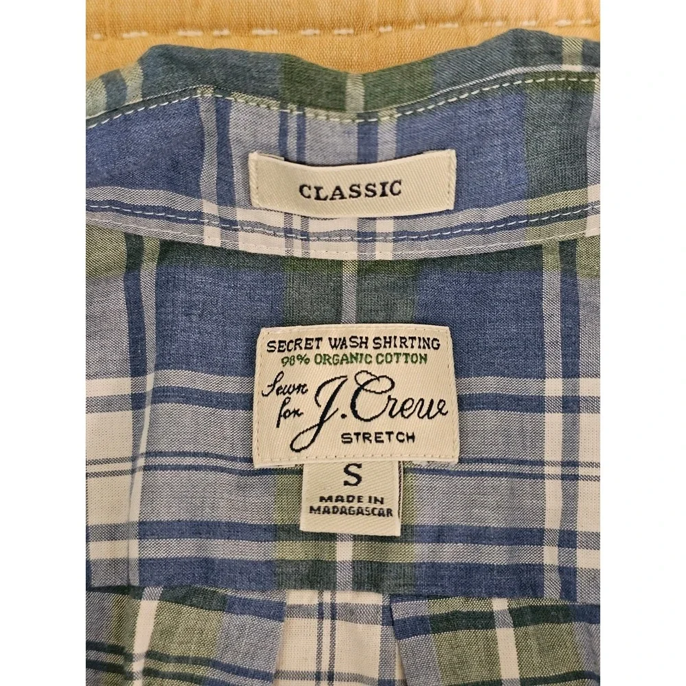 J.Crew Secret Wash Organic‎ Cotton Plaid Shirt Button Down Preppy Mens S